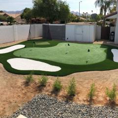 A putting green installation in Scottsdale AZ complete with bunkers