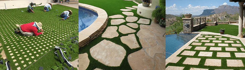 Artificial grass intricate designs