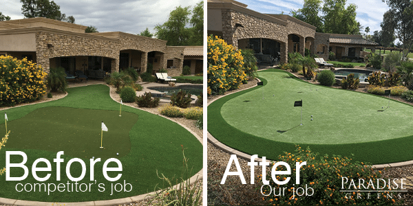 Before and after photos putting green Arizona