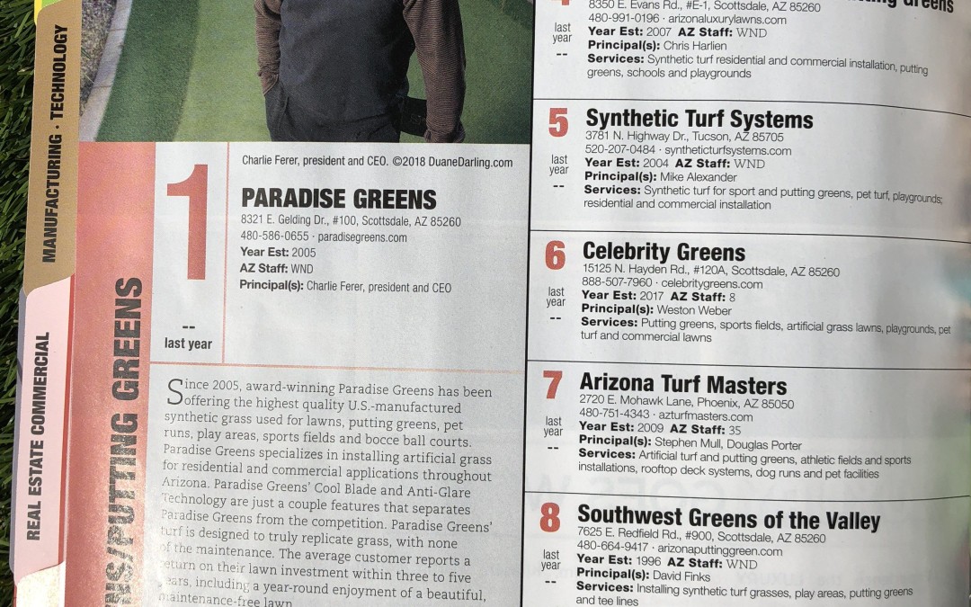 Paradise Greens Ranked #1 in Arizona Two Years In A Row!