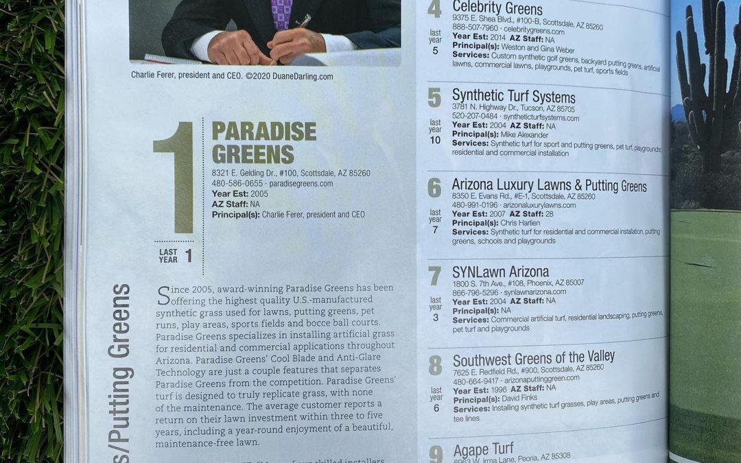 Paradise Greens Named #1 In Arizona 3 Years in a Row
