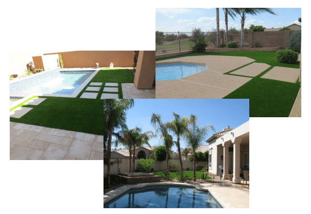 Artificial grass next too pool Arizona