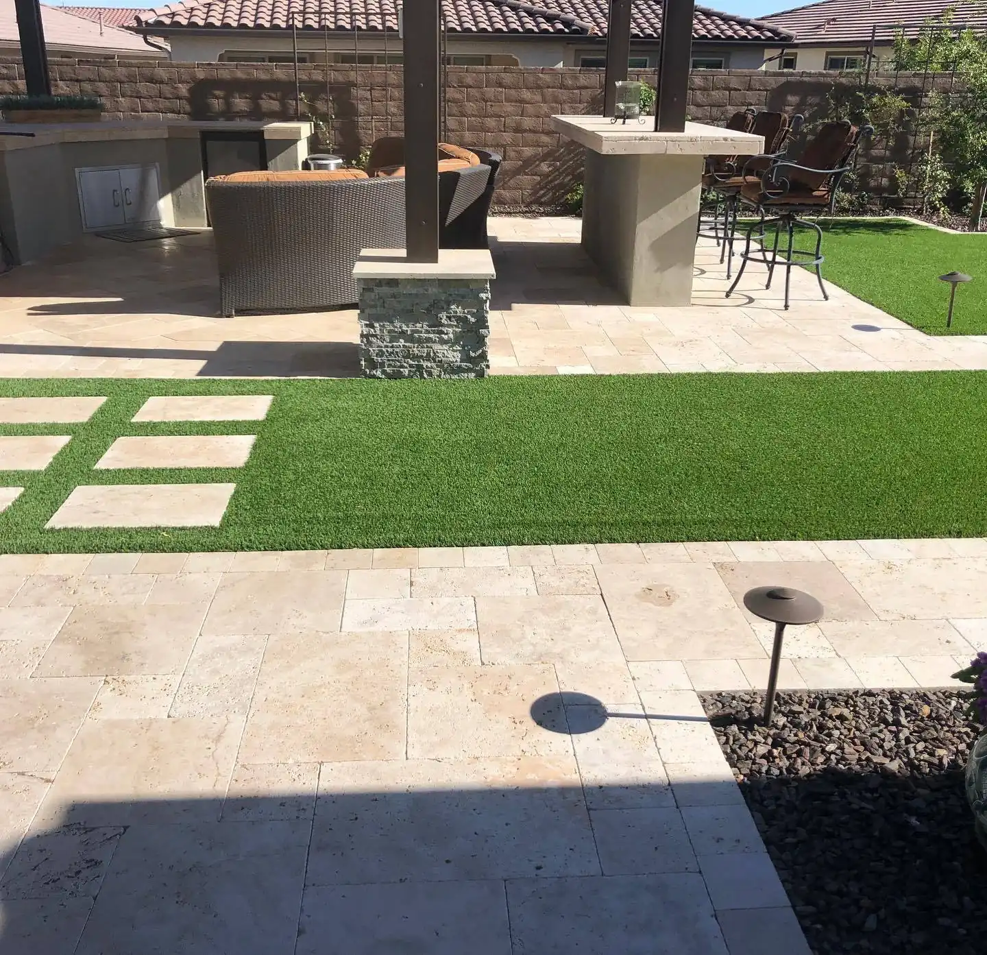 Backyard turf lawn installed by SYNLawn