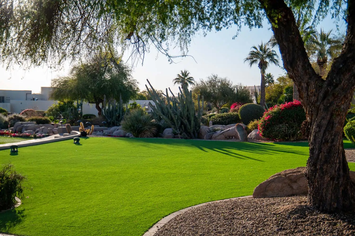 Artificial grass lawn installed by Paradise Greens