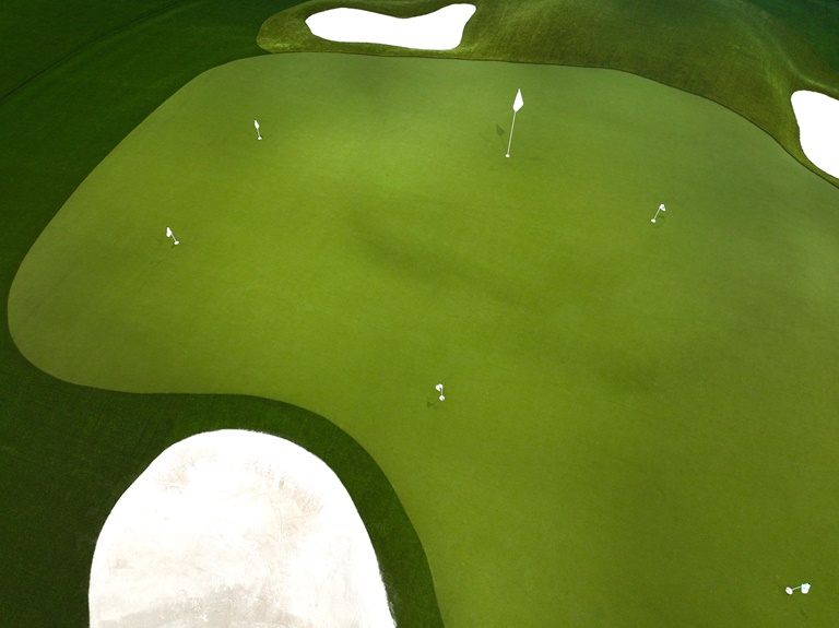 Artificial grass putting green installed by Paradise Greens